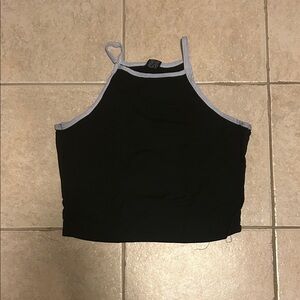 Black and Gray Women's Cropped Halter Top